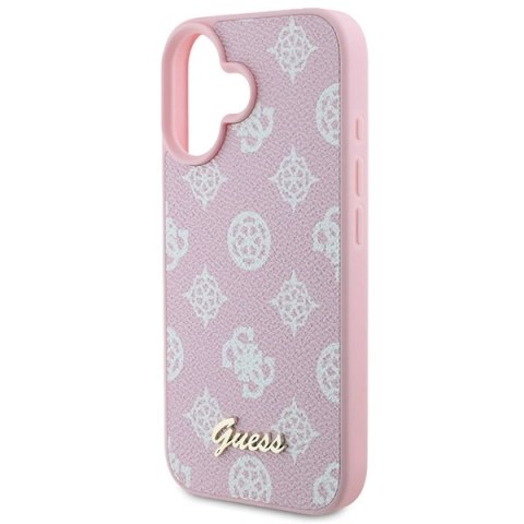 Etui na telefon iPhone 16 Plus Guess Peony Script Logo MagSafe różowe