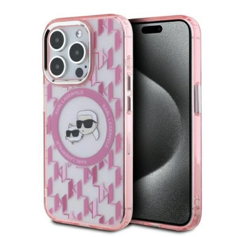 Etui na telefon Apple iPhone 15 Pro Karl Lagerfeld Monogram MagSafe różowy