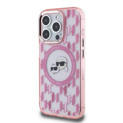 Etui na telefon Apple iPhone 15 Pro Karl Lagerfeld Monogram MagSafe różowy