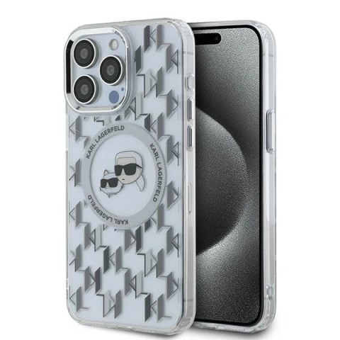 Etui na telefon iPhone 15 Pro Karl Lagerfeld Monogram MagSafe przezroczyste