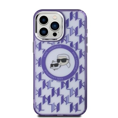 Etui na telefon iPhone 15 Pro Karl Lagerfeld Monogram MagSafe fioletowy