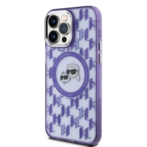 Etui na telefon iPhone 15 Pro Karl Lagerfeld Monogram MagSafe fioletowy