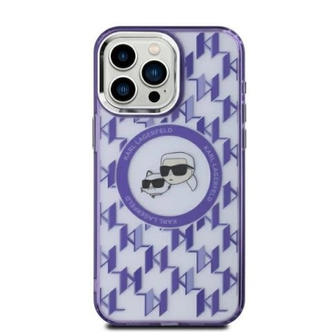 Etui na telefon Apple iPhone 15 Karl Lagerfeld Monogram MagSafe fioletowy