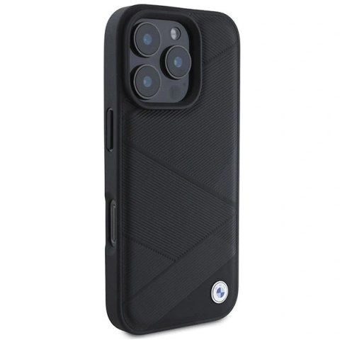 Etui na telefon iPhone 16 Pro BMW czarne hardcase skórzane