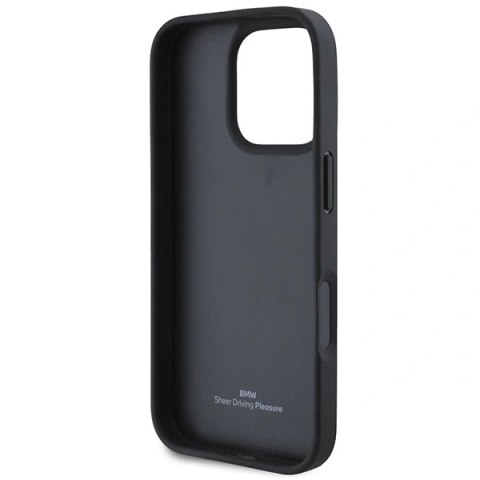 Etui na telefon iPhone 16 Pro BMW czarne hardcase skórzane