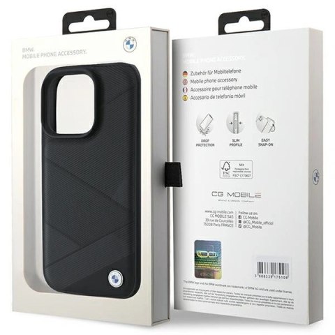 Etui na telefon iPhone 16 Pro BMW czarne hardcase skórzane