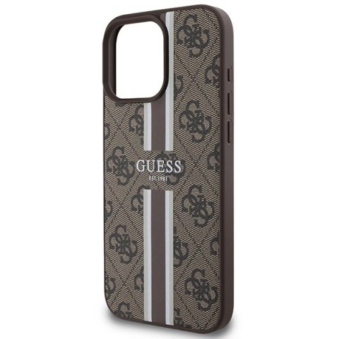 Etui iPhone 16 Pro Max Guess Hardcase 4G Printed Stripes MagSafe brązowy