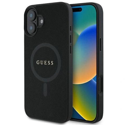 Etui na telefon iPhone 16 Plus Guess Saffiano MagSafe czarne