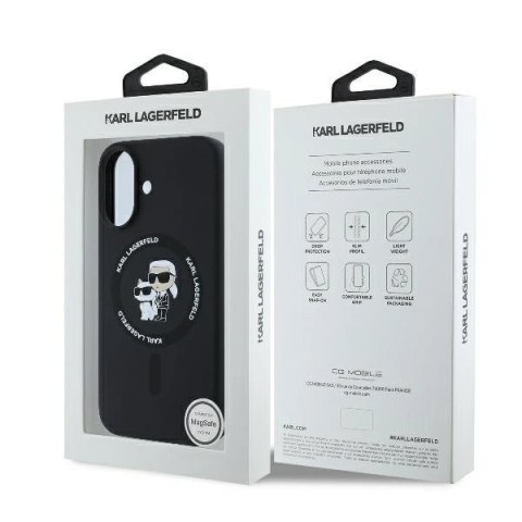 Etui Karl Lagerfeld KLHMP16MSCMKCRHK Apple iPhone 16 Plus hardcase Silicone Karl&Choupette Ring MagSafe czarny/black