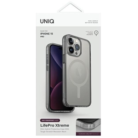 Etui na telefon Apple iPhone 15 Pro UNIQ LifePro Xtreme MagClick szary