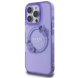 Etui na telefon Apple iPhone 16 Pro Guess MagSafe Kwiaty Fioletowe