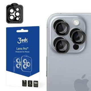 Szkło hybrydowe na obiektyw aparatu 3MK Lens Protection Pro Apple iPhone 16 Pro / 16 Pro Max Black