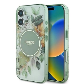 Etui Guess GUHMP16MHFWBDCEN Apple iPhone 16 Plus hardcase IML Flower & Tonal Circle MagSafe zielony/green