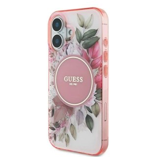 Etui Guess GUHMP16MHFWBDCEP Apple iPhone 16 Plus hardcase IML Flower & Tonal Circle MagSafe różowy/pink