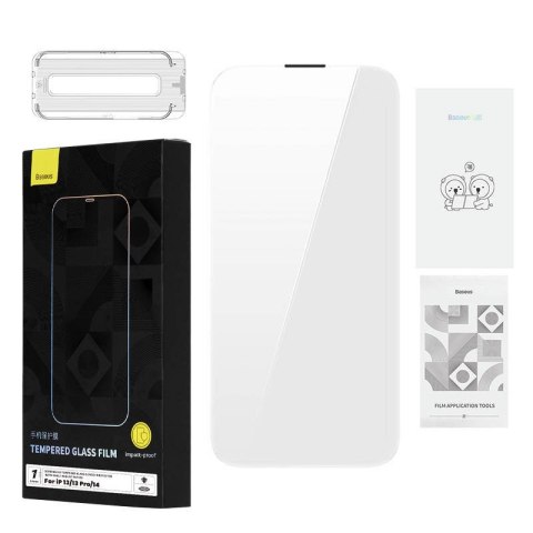 Szkło hartowane Baseus 0.4mm Corning HD Apple iPhone 14 / 13 / 13 Pro + zestaw czyszczący