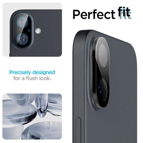 Szkło hartowane na aparat Spigen GLAS.tR Ez Fit Optik Pro Camera Protector Apple iPhone 16 / 16 Plus czarne [2 PACK]