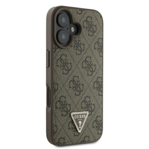 Etui na telefon Apple iPhone 16 Guess brązowy skórzany hardcase