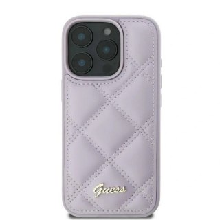 Etui na telefon Apple iPhone 16 Guess hardcase Quiled Metal Logo jasnofioletowy