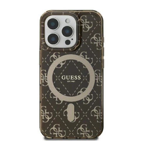 Etui na telefon iPhone 16 Pro Guess brązowy MagSafe hardcase 4G