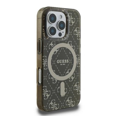 Etui na telefon iPhone 16 Pro Guess brązowy MagSafe hardcase 4G