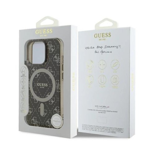 Etui na telefon iPhone 16 Pro Guess brązowy MagSafe hardcase 4G