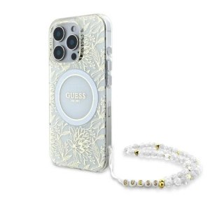 Etui na telefon iPhone 16 Pro Guess hardcase IML Kwiaty MagSafe biały