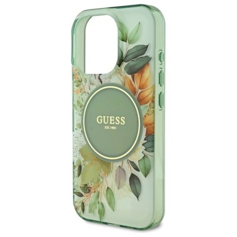 Etui na telefon Apple iPhone 16 Pro Guess hardcase MagSafe zielony kwiaty