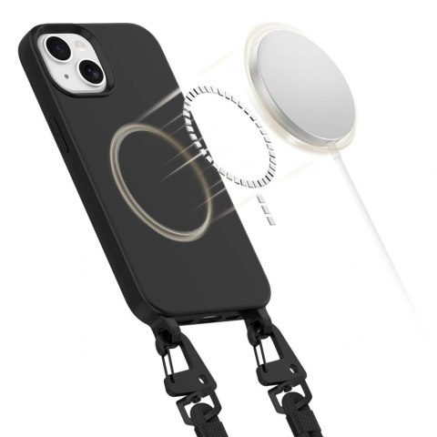 Etui na telefon Apple iPhone 15 Tech-Protect Magnecklace MagSafe czarny