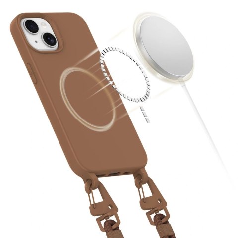 Etui na telefon Apple iPhone 15 Tech-Protect Magnecklace MagSafe brązowy