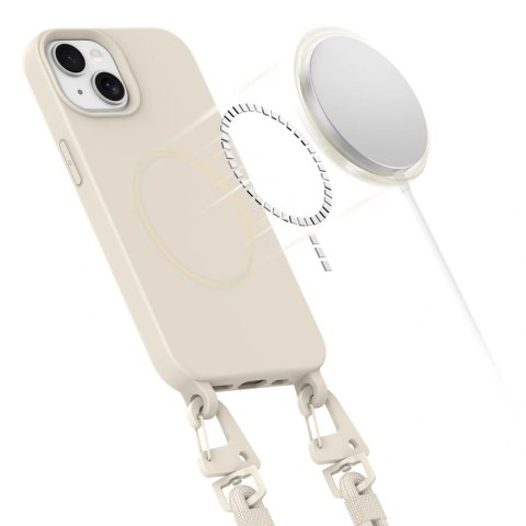 Etui na telefon Apple iPhone 15 Tech-Protect Magnecklace MagSafe Cosmic Latte