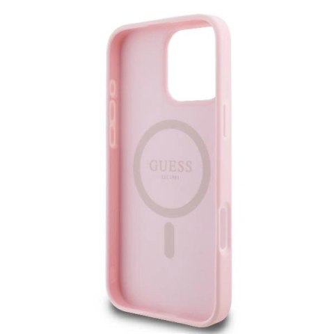 Etui na telefon Apple iPhone 16 Pro Guess MagSafe różowy Peony Script