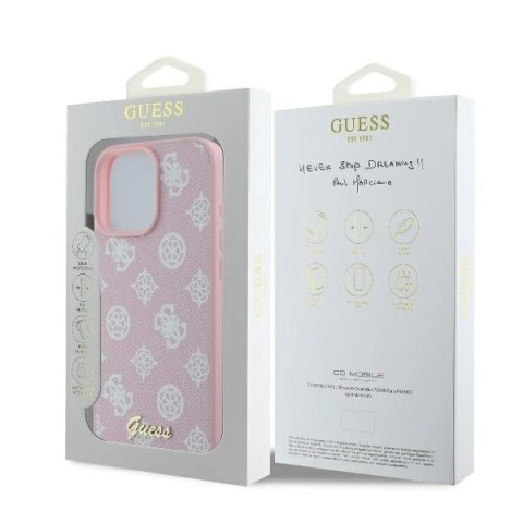 Etui na telefon Apple iPhone 16 Pro Guess MagSafe różowy Peony Script