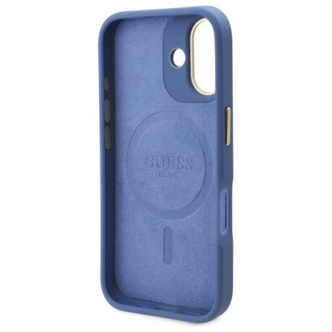 Etui na telefon Apple iPhone 16 Plus Guess MagSafe niebieskie 4G Logo