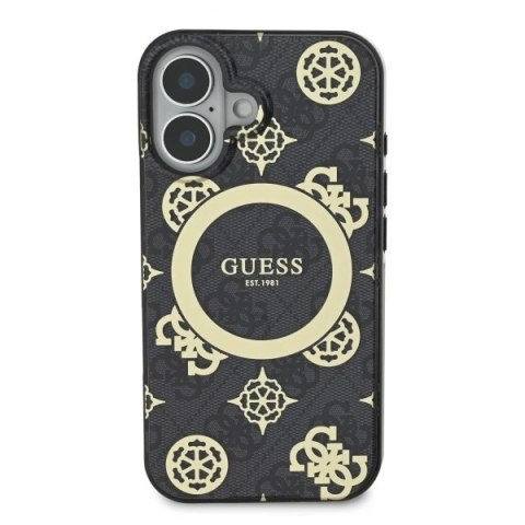 Etui na telefon Apple iPhone 16 Guess hardcase MagSafe czarne Peony