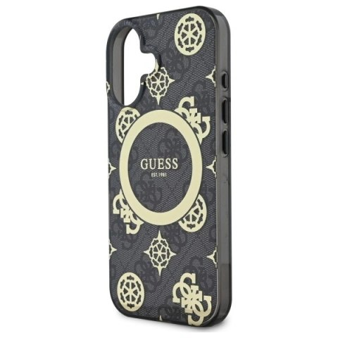 Etui na telefon Apple iPhone 16 Guess hardcase MagSafe czarne Peony