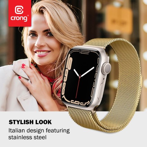 Bransoleta Crong Milano Steel Apple Watch 4/5/6/7/SE/8/9 40/41mm (złoty)