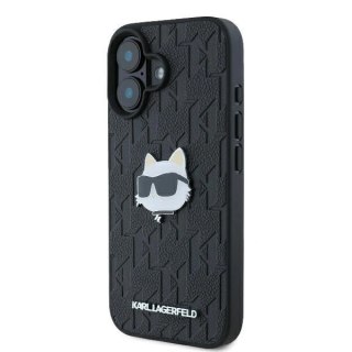 Etui na telefon Apple iPhone 16 Karl Lagerfeld Choupette Head Pin czarne