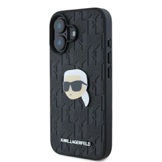 Etui na telefon Apple iPhone 16 Karl Lagerfeld Monogram Karl Head czarne