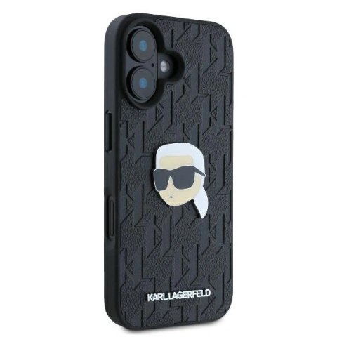 Etui na telefon Apple iPhone 16 Karl Lagerfeld Monogram Karl Head czarne