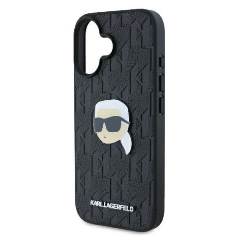 Etui na telefon Apple iPhone 16 Karl Lagerfeld Monogram Karl Head czarne