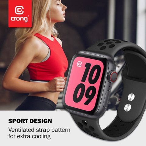 Pasek Crong Duo Sport Apple Watch 4/5/6/7/SE/8/9/10 40/41/42mm (szary/czarny)