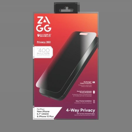 Szkło prywatyzujące Apple iPhone 15 Plus / 16 Plus ZAGG InvisibleShield Glass Elite Privacy 360