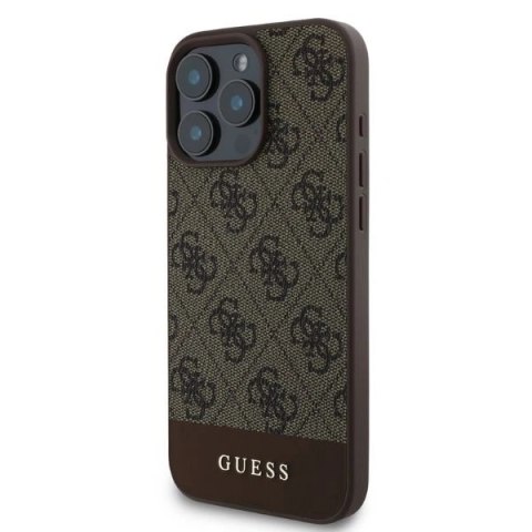 Etui na telefon iPhone 16 Pro Max Guess hardcase 4G Bottom Stripe brązowe