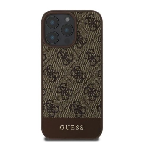 Etui na telefon iPhone 16 Pro Max Guess hardcase 4G Bottom Stripe brązowe