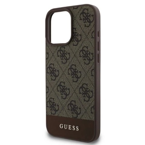 Etui na telefon iPhone 16 Pro Max Guess hardcase 4G Bottom Stripe brązowe