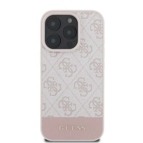 Etui na telefon Apple iPhone 16 Pro Guess hardcase 4G Bottom Stripe różowe