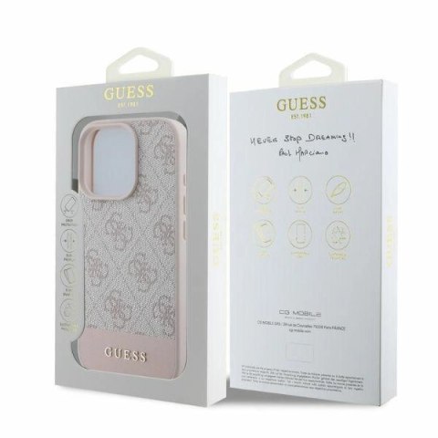 Etui na telefon Apple iPhone 16 Pro Guess hardcase 4G Bottom Stripe różowe