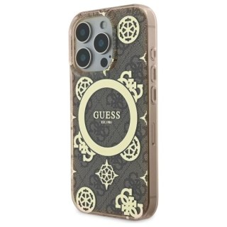 Etui na telefon Apple iPhone 16 Pro Max Guess MagSafe brązowe Peony