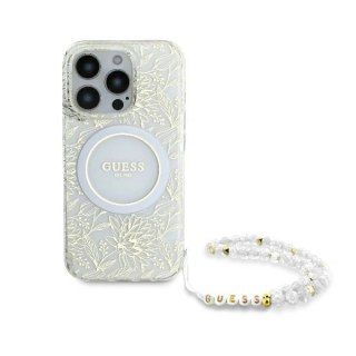 Etui na telefon Apple iPhone 16 Pro Max Guess Flowers MagSafe z paskiem