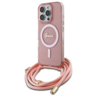 Etui na telefon Apple iPhone 16 Pro Max Guess Crossbody MagSafe różowe